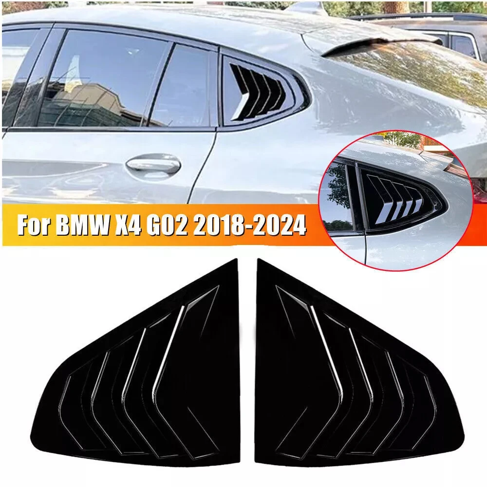 

Pair Rear Side Window Louver Cover For BMW X4 G02 2018-2024 Left Right Rear Sunshade Shutter Cover Sticker