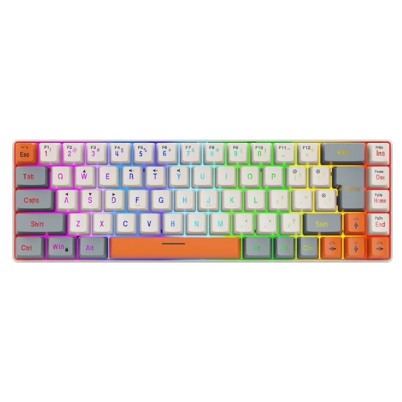 Gaming-Tastatur, 68-Tasten-USB-Tastatur, mehrere ARGB-Modi für Desktop-Laptops