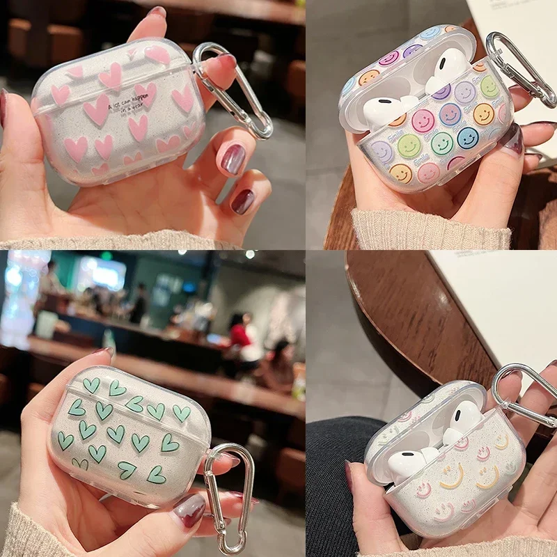 

For AirPods 1 2 3 Pro 1 2 Lovely heart shape Earphone Case Transparent TPU air pods case 1 2 3 Bluetooth Earphone Charging Box
