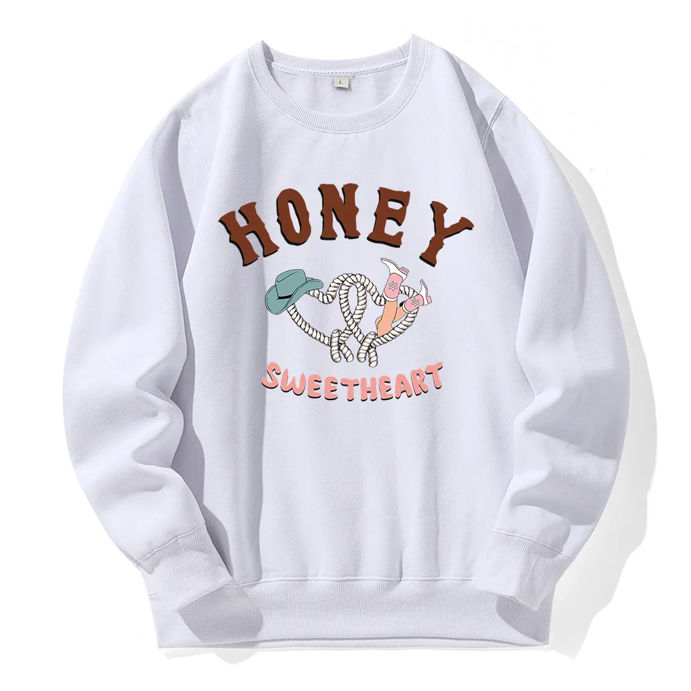 Honey Sweetheart Western Cowgirl Printing Hoody Men Comfortable Fleece Sweatshirts Aesthetic Loose Hoodies Sports Fashion Hooded