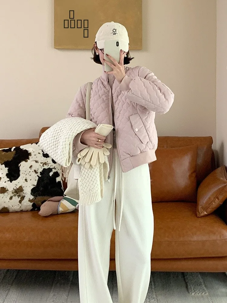 

Женское пальто из белого гусиного пуха с ромбовидным узором, утепленное, с длинными рукавами, повседневное, W0029J2R