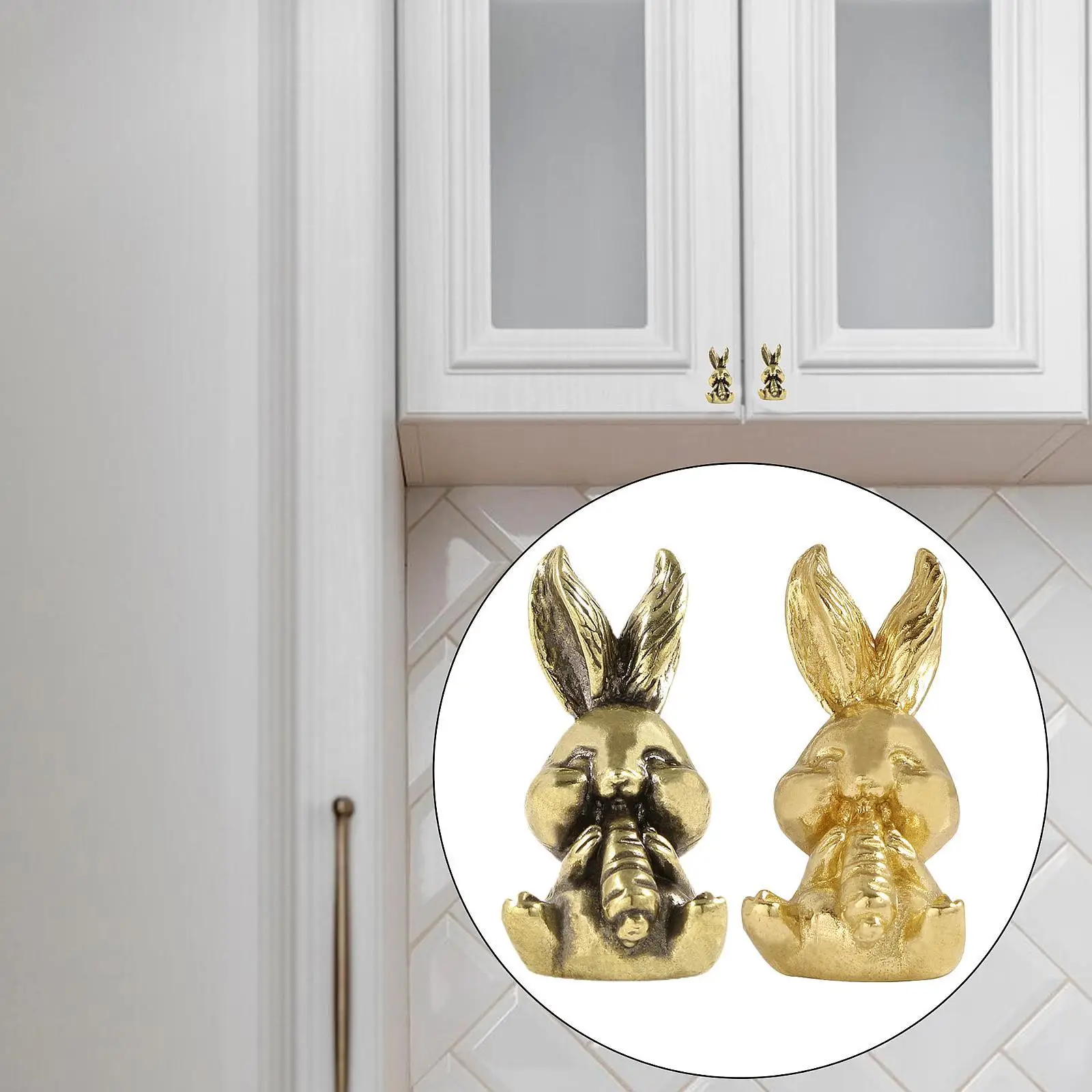 Brass Rabbit Shape Cabinet Door Handle, Rabbit Eating Carrot Shape Hardware, Cupboard Knob, Drawer Door Pull