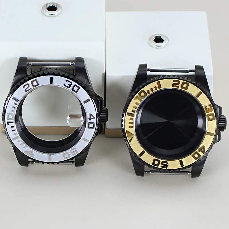 40mm Black PVD Case Yacht Design Style For Seiko NH35 NH36 NH38 NH34 ETA 2824 Miyota 8215 Movement 28.5mm Dial 100M Waterproof