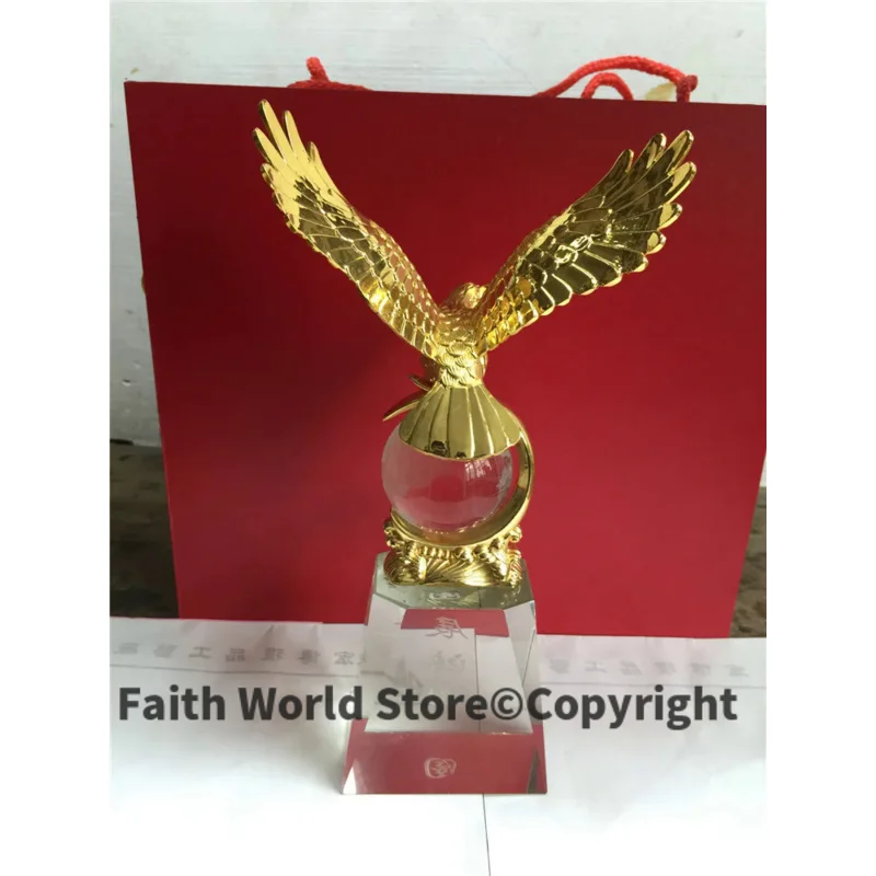 BEST Business gift - TOP COOL Home office efficacious fortune Mascot Money Drawing gilding Eagle vulture lanneret art statue