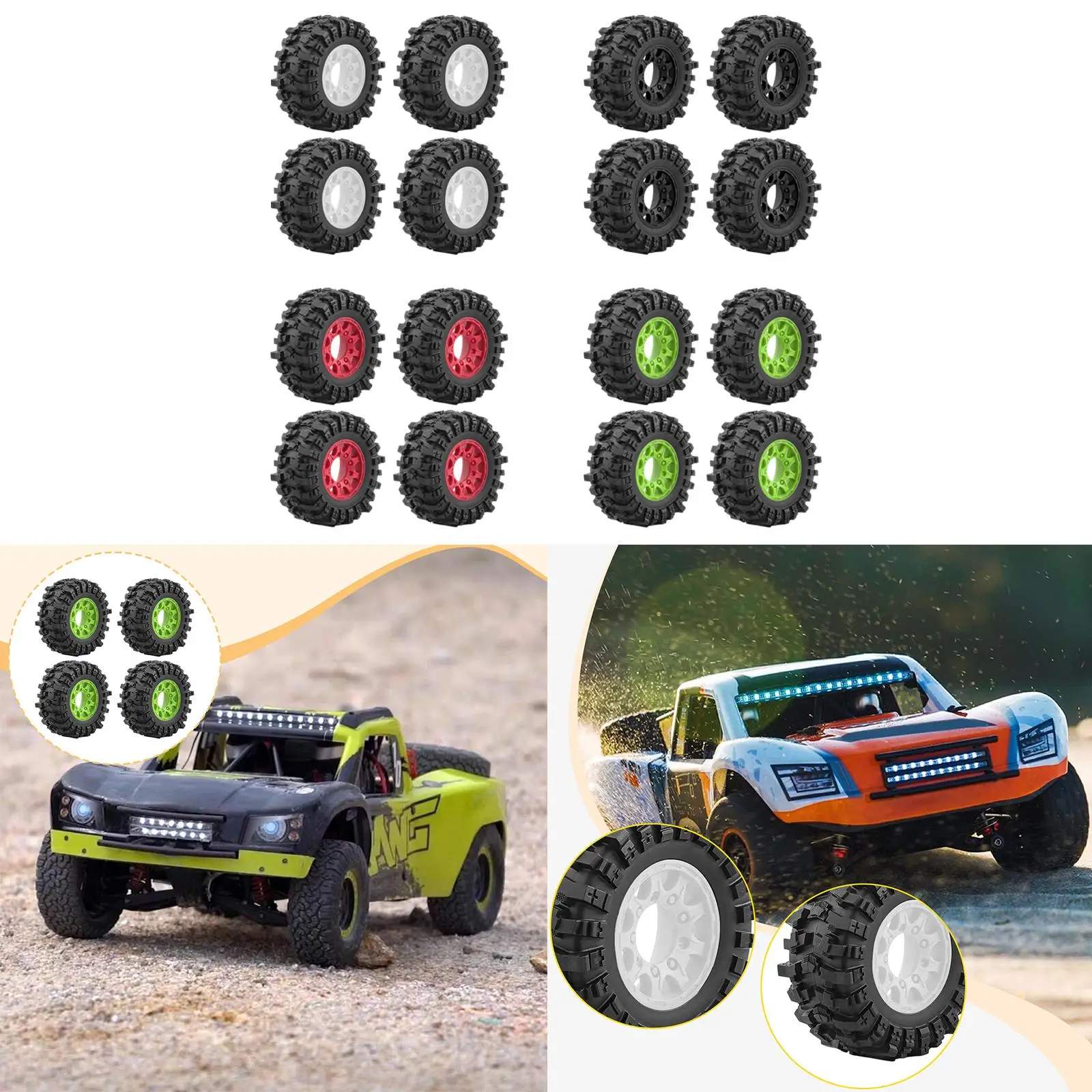 4 piezas de repuesto mejorado, adaptador de 12mm, 14mm, 17mm incluido, ruedas RC, neumáticos, 24mm hexagonal, accesorio DIY para 1/10 Slash Senton