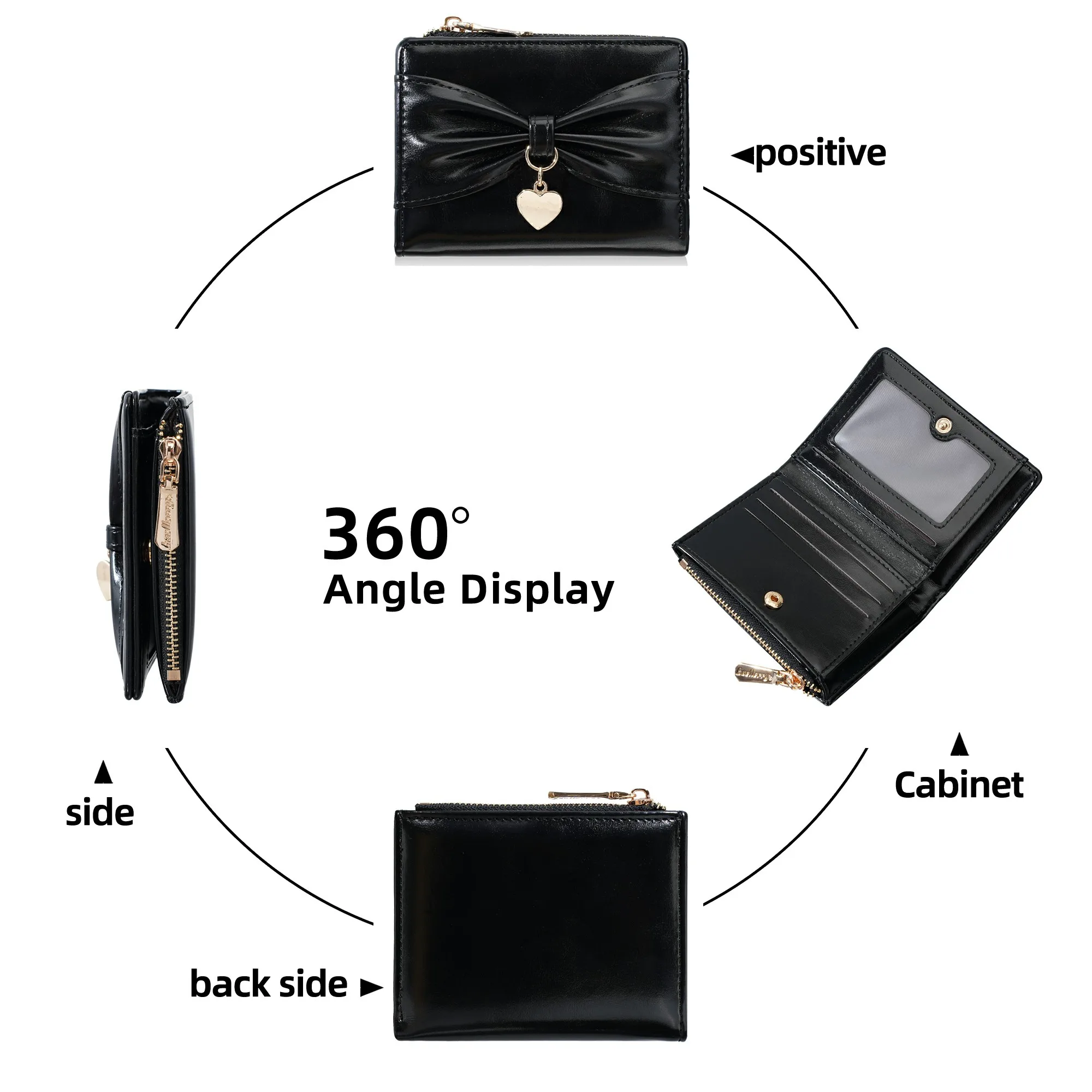 1 Stück Damen-Mini-Geldbörse mit Schleifenmuster, tragbare Münztasche in Herzform, leichte Taschen-Geldbörse für Reisen und Urlaub, einfarbige, minimalistische Kartenhülle, süße Geldbörse in Dopamin-Farben für Mädchen, das perfekte Geschenk für Mädchen. – Detail 6