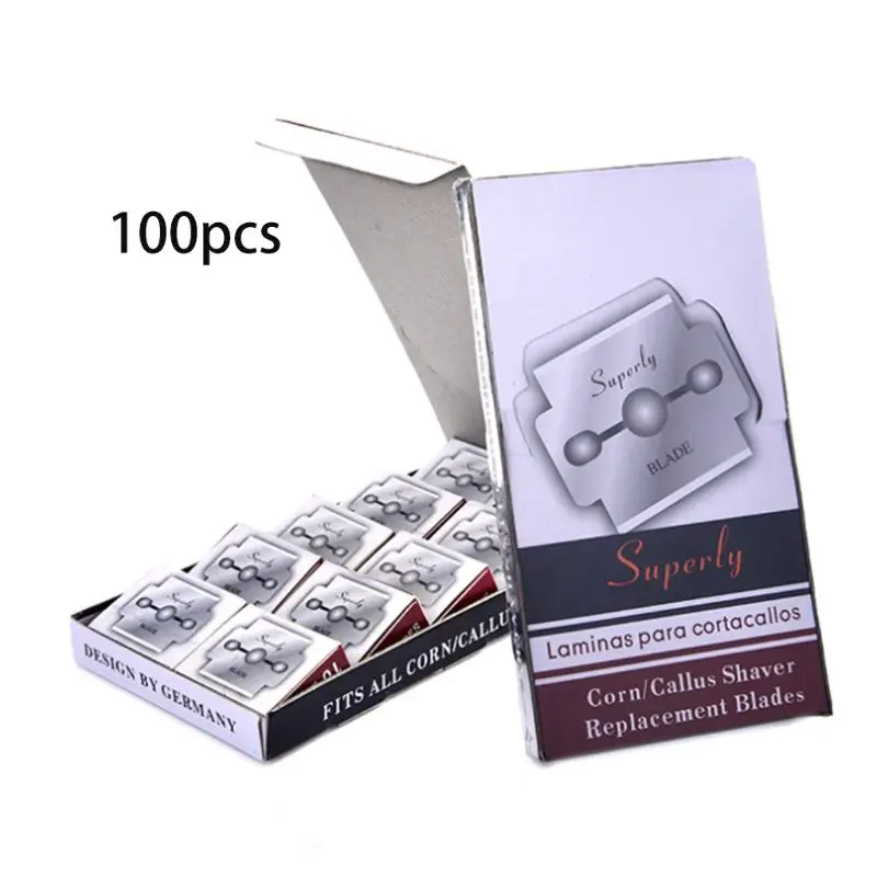 100 Chiếc Callus Máy Cạo Râu Lưỡi Dao Ngô Máy Bay Cứng Tẩy Chết Thép Không Gỉ Lưỡi Dao Thay Thế Cho Chân Tập Tin Dropshipping