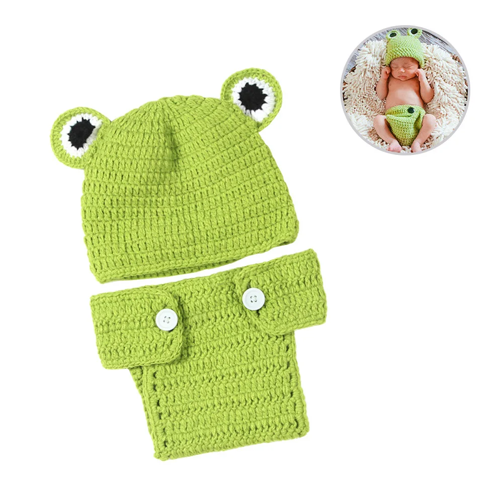 الوليد الطفل صور الدعائم محبوك زي مجموعة الرضع للجنسين قبعة السراويل الطفل التصوير الزي الوليد التصوير الدعائم