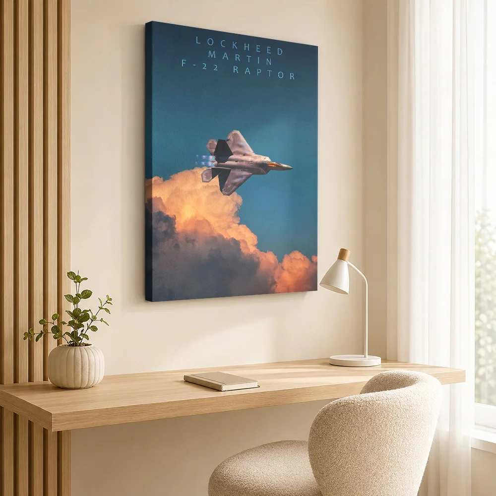 F22 Raptor Aircraft Wood Framed Canvas Poster Customized Photo Natural Flight Detail Wall Art For Home Office Aviation Fan Gift