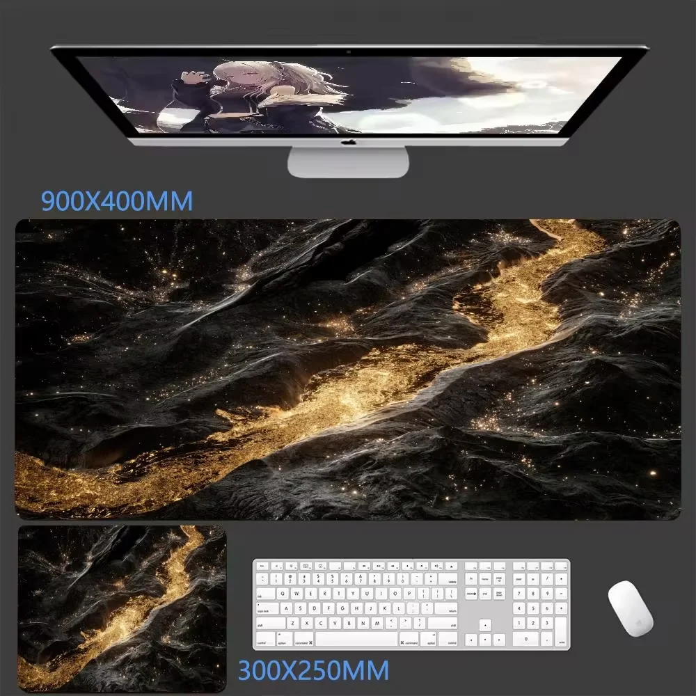 Golden River Mouse Pad Large Computer Office Game Table Mats XXL Rubber Anti-slip Gaming Keyboard Mousepads Long Desk Pads 30X60