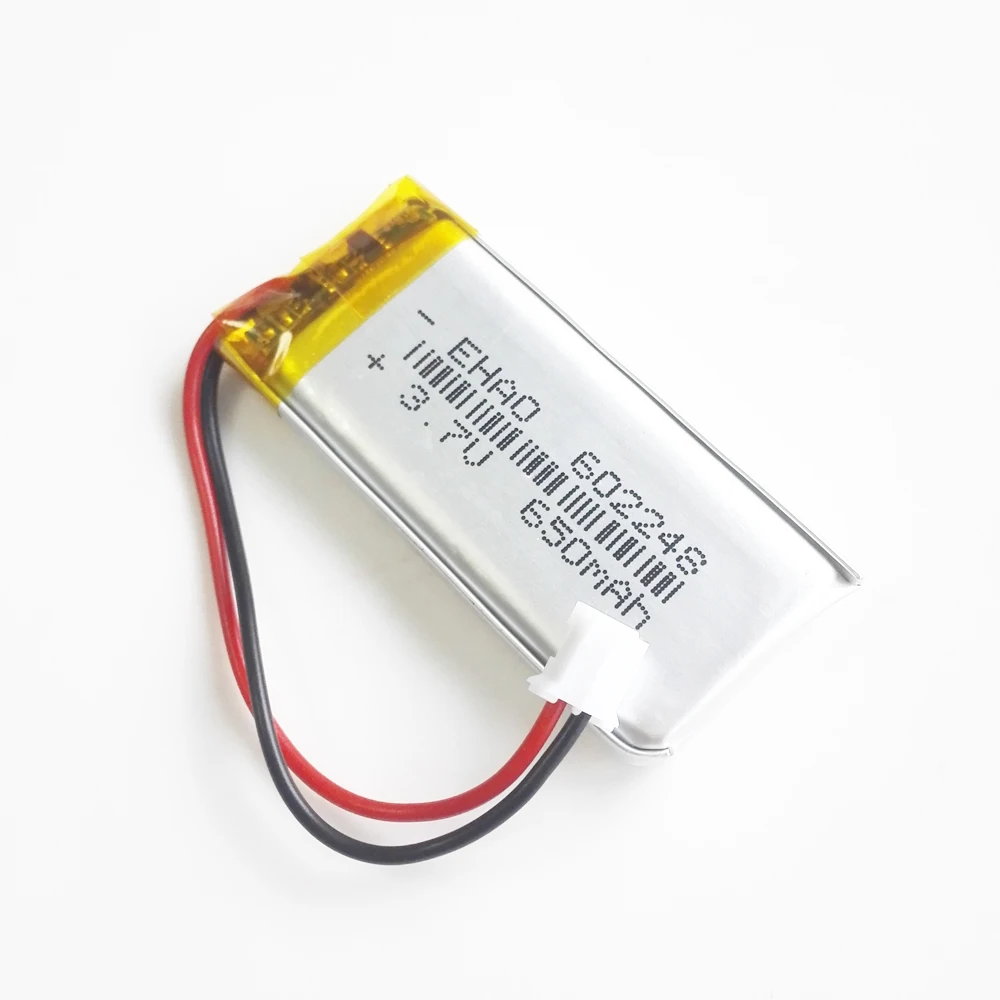 3.7V 650mAh Battery JST PH 2.0mm 2 pin 602248 Lithium Polymer LiPo Rechargeable Cells For Mp3 GPS Vedio game speaker Bluetooth