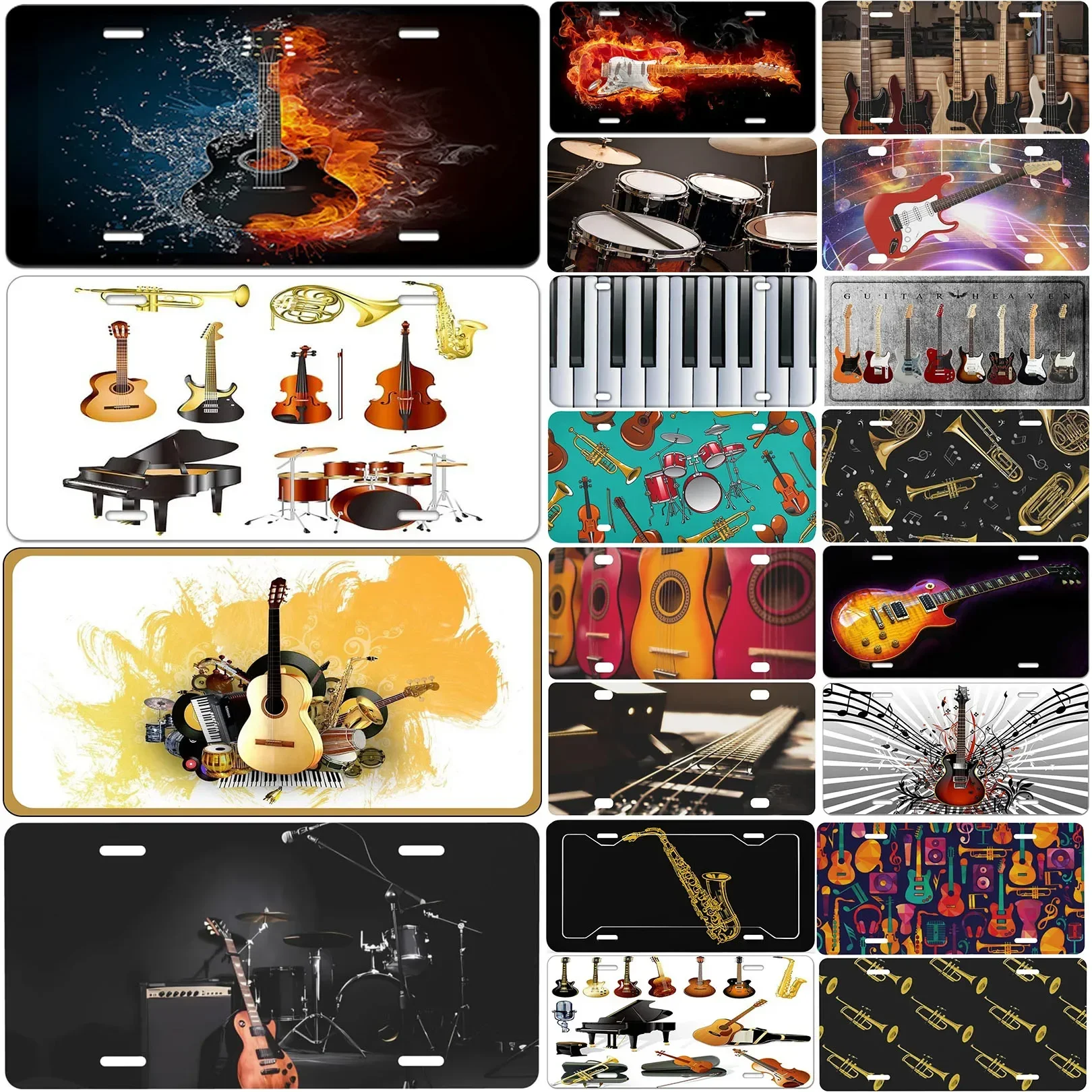 Plaques de musique vintage en métal, 18 panneaux pour décoration artistique murale, étiquettes automobiles en métal pour 73 bars, club, garage, pub