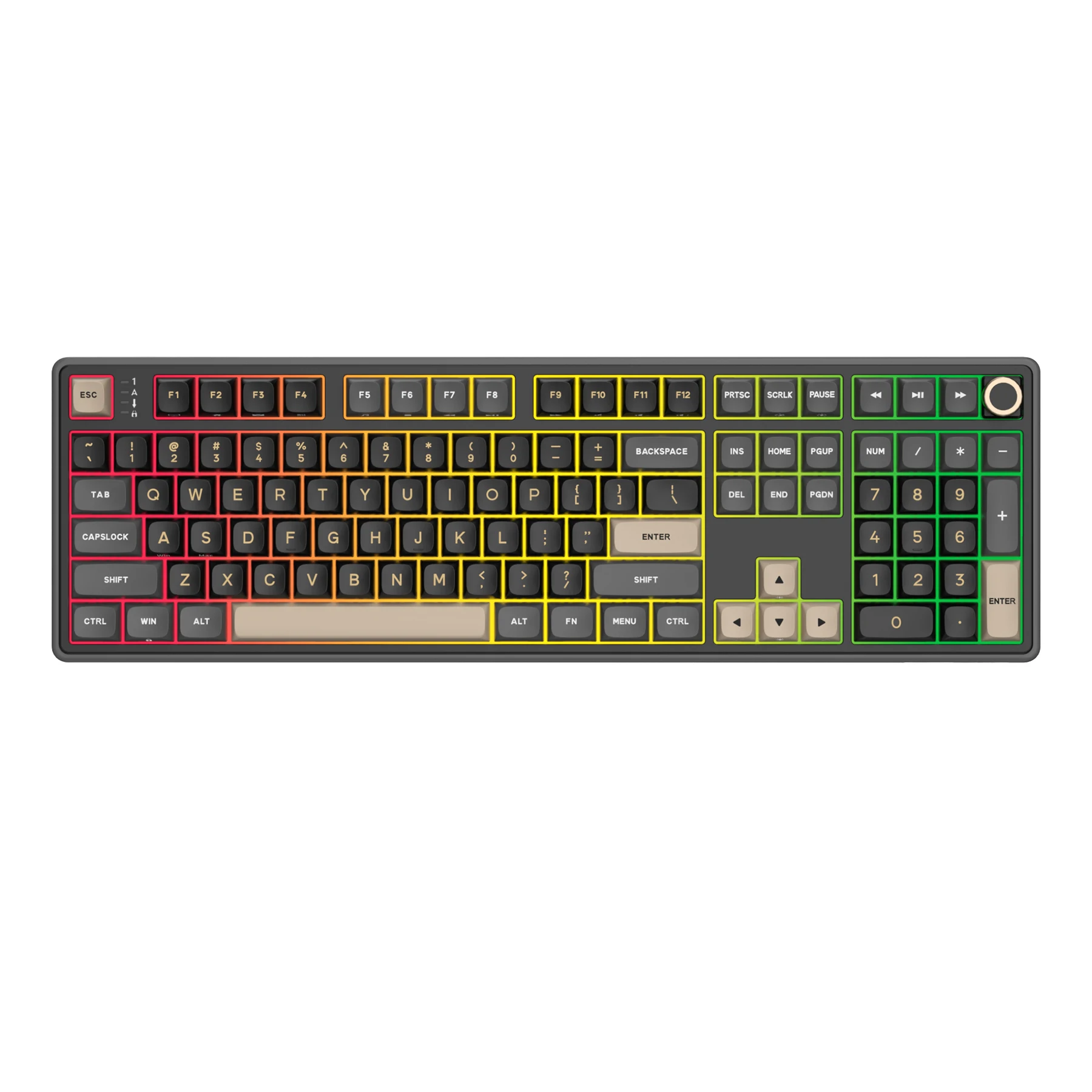 RK Royal Kludge R108 Wired Gamer Keyboard 100% 108 Keys MDA PBT Keycap Gasket RGB Hot-swappable Mechanical Keyboard Volume knob