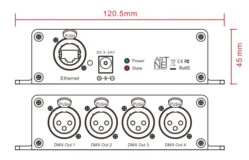 Kontroler LED DMX Over Ethernet Artnet Węzeł ściemniacza LED