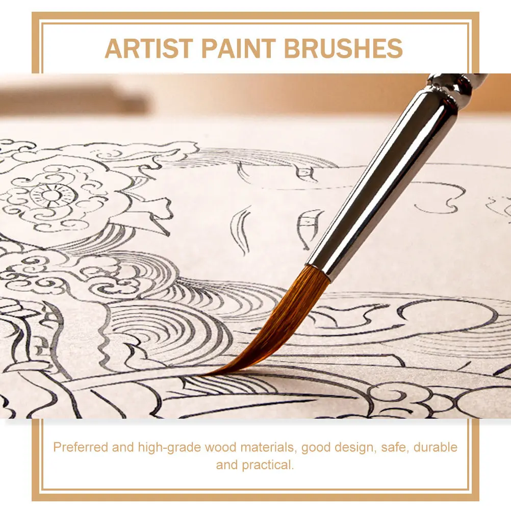 10Pcs Wolf Hair Brush Set Premium Wooden Painting Brushes for Fine Detail Drawing Watercolor Acrylic Oil Painting Art Supplies