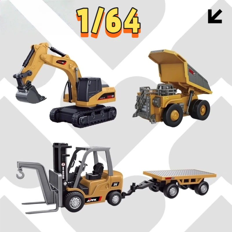 

Новый масштаб 1/64, мини-экскаватор с дистанционным управлением, самосвал, инженерный автомобиль для детей, детский праздничный подарок, мини-игрушка-вилочный погрузчик