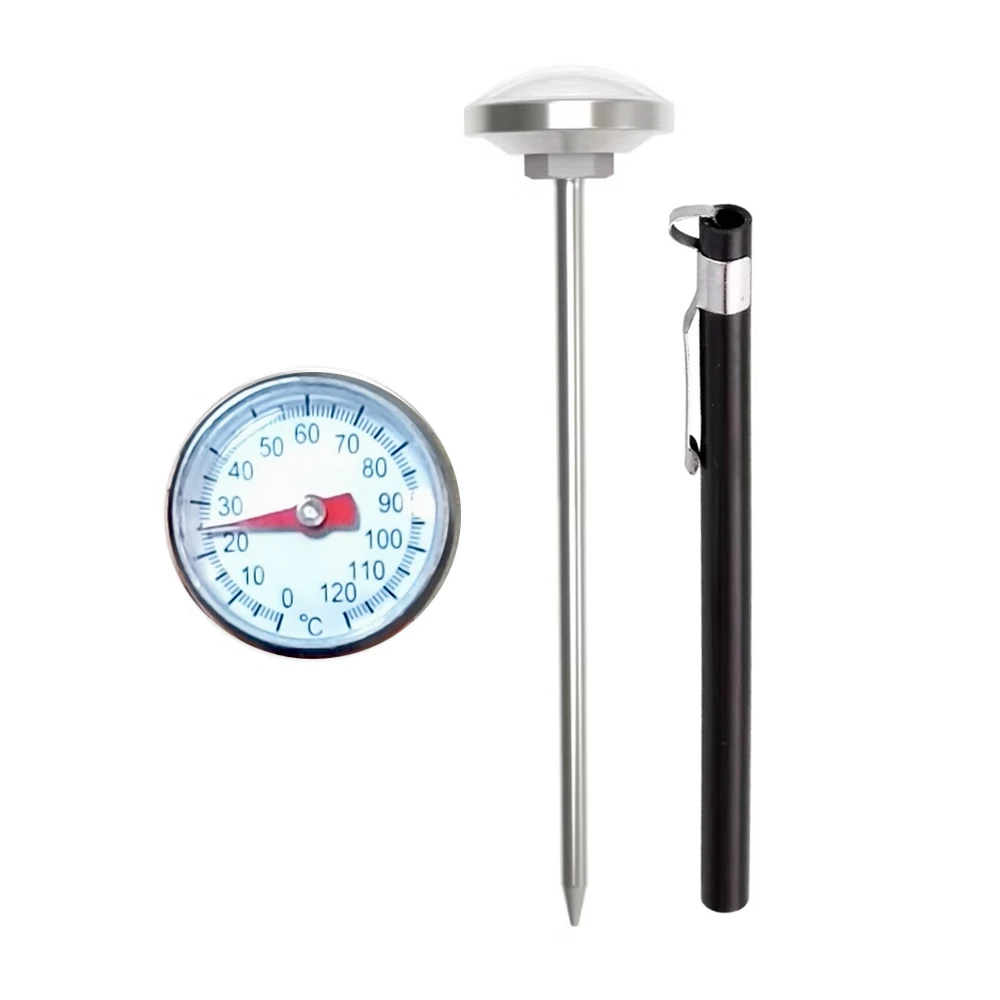 0 ° C a 120 ° C  Termómetro de biberón de leche  Sonda de 125 mm de largo de aguja de dibujo de café  Inducción de temperatura  Pointer tipo thermograph BBQ  Picnic al aire libre  Termómetro de cafetera de cocina