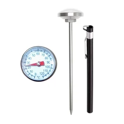 0°C~120°C Kitchen Milk Bottle Food Thermometer Coffee Cup Drawing Needle 125mm Pointer Type Temperature Sensor Thermograph BBQ