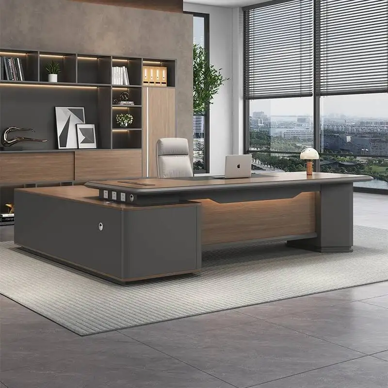 Shaped L Storage Office Desk Wireless Charging Black Executive Wooden Manager Table Drawers Writing Mesa De Escritorio Furniture