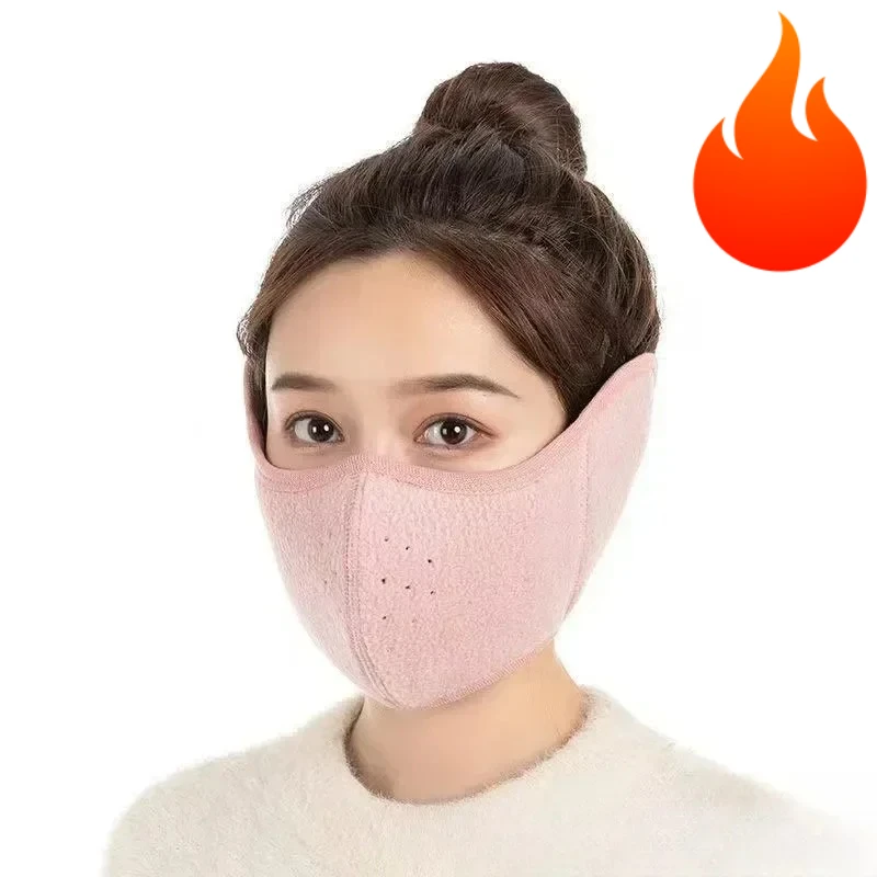 Winter Unisex Breathable Holes Mask Cold-Proof Thermal Mask Earmuffs Two-In-One Wrap Band Ear Warmer Outdoor Riding Ear Muff