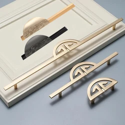 1pcs New Chinese style Wardrobe Door Handle Golden Cabinet Door knob Lengthened Shoe Cabinet Furniture Hardware
