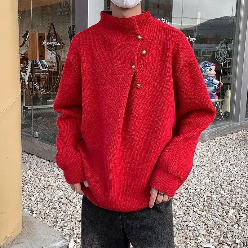 

Вязаный свитер с высоким воротником, мужская модная брендовая одежда, новинка 2025, Sle Haome, внутренняя одежда, повседневная одежда, полиэфирное волокно