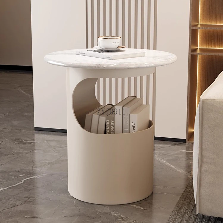 طاولة قهوة مستديرة على الطراز الحديث لغرفة المعيشة بحافة أريكة وطاولة قهوة من الرخام #5