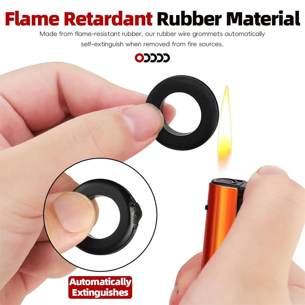 200Pcs Rubber Grommets Kit – 14 Sizes Firewall Rubber Hole Plugs Assortment, Rubber Grommets for Wiring, Electrical, Home DIY