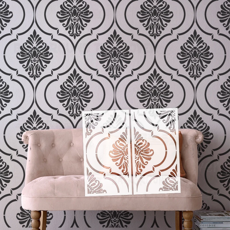 30cm - 70cm Stencil For Painting Decor Plaster Template To Paint Wall Decors Putty Decorative Damask Vintage Retro Luxury S113