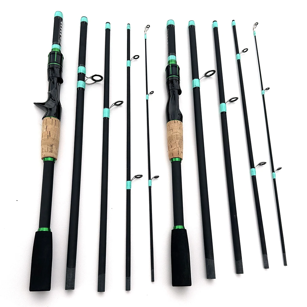 ML Action Carbon Lure Fishing Rod 1.8/2.1m 4-5 Sections Super Hard Baitcasting Pole Line Weight 4-10lb EVA Handle for All Waters