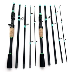 Caña de pescar con señuelo de carbono de acción ML, 1,8/2,1 m, 4-5 secciones, caña de Baitcasting súper dura, peso de línea, mango EVA de 4-10lb para todas las aguas