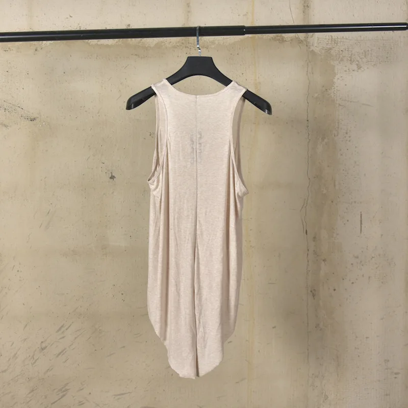 High Street RO Tees Tanks Men's Wool Sleeveless Vest Mid Length Base Irregular Hem Loose Swallowtail Style Swallowtail Tanks