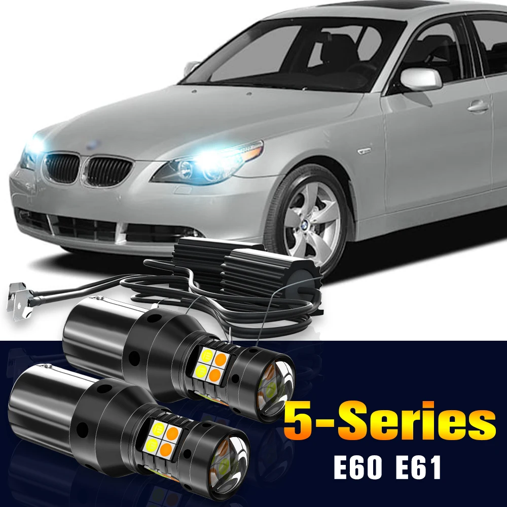 

2pcs LED Dual Mode Turn Signal+Daytime Running Light DRL Lamp For BMW 5-Series E60 E61 2003 2004 2005 2006 2007 2008 Accessories