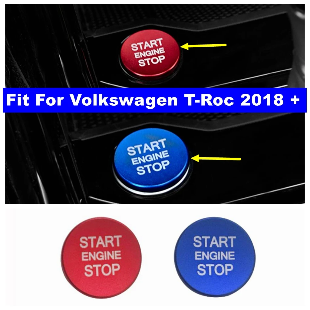 

Auto Styling Start Stop Engine Push Button Cover Trim Sticker Case For Volkswagen T-Roc T Roc 2018 - 2022 Interior Accessories