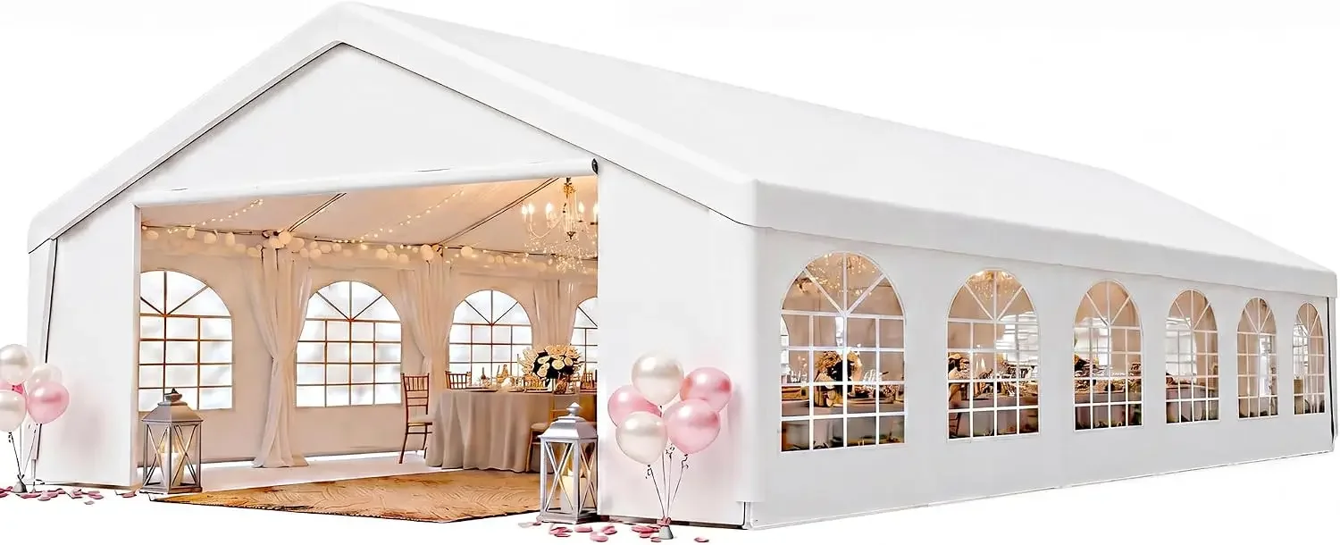 20x40 Party Tent Canopy for Weddings Waterproof Event Tent with Removable Sidewalls &Roll-up Door, Heavy-Duty Steel Frame for Ou