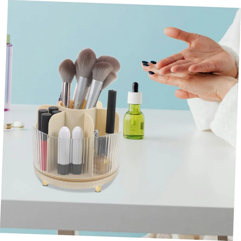 

Прозрачный перегородчатый ящик для хранения кистей для макияжа большой емкости, вращающийся настольный стол для помады, прочный и долговечный