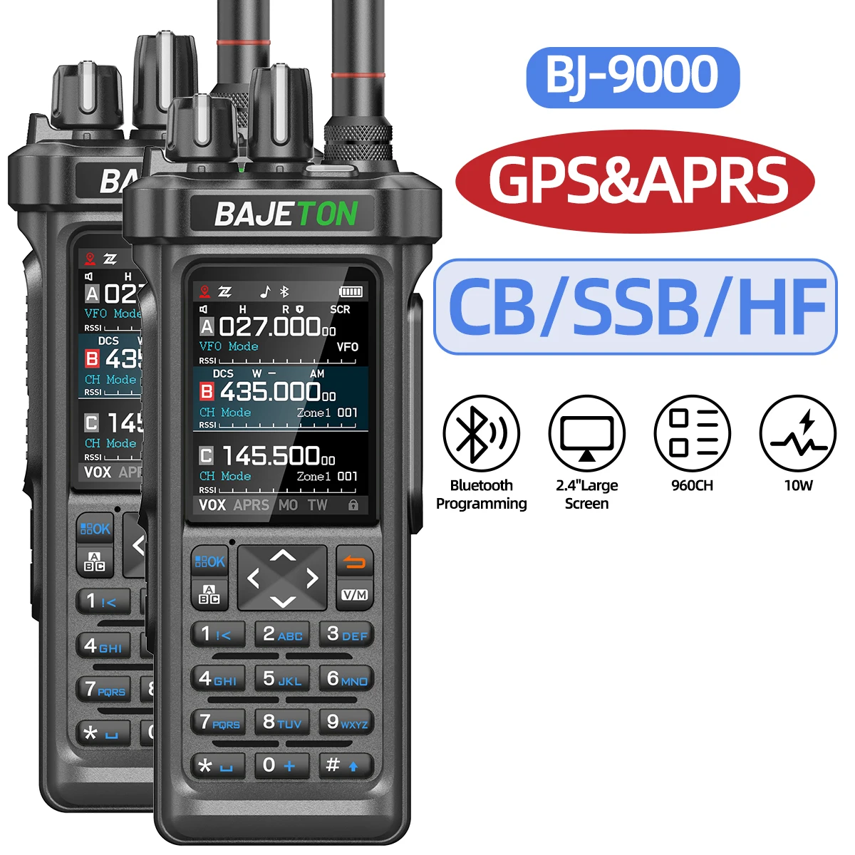 BAJETON BJ-9000 GPS APRSトランシーバー AM/FM/CB受信機 10W