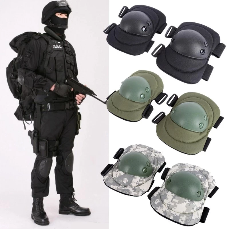 Rodilleras protectoras de combate táctico para adultos, conjunto de equipo deportivo militar, Camuflaje verde, coderas y rodilleras