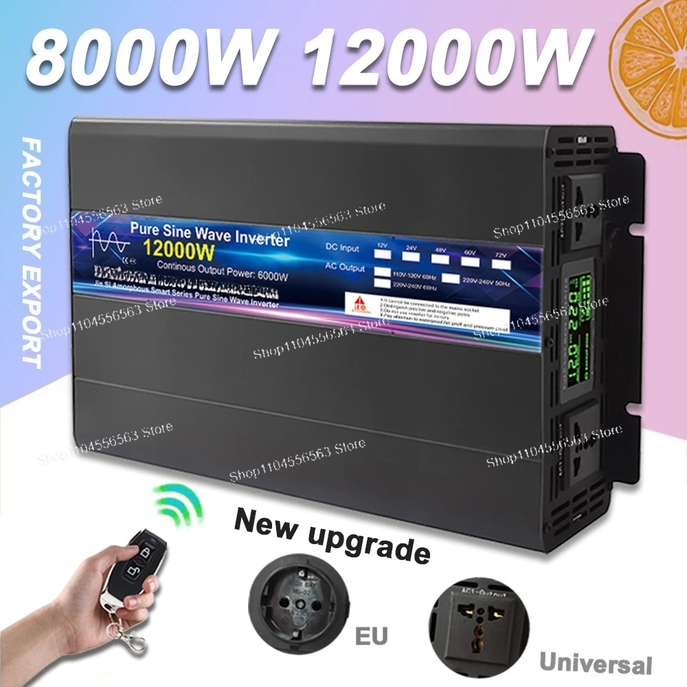 Wechselrichter 12V 24V 48V zu AC 110V127V 220V 8000W 10000W 12000W reine Sinus Welle Solar Fernbedienung Schaltnetzteil Wechselrichter