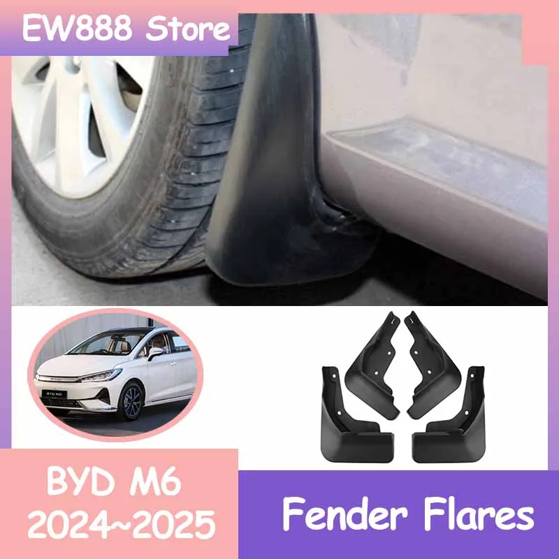 

4PCs Car Mudflaps Fender Flares for BYD M6 2024~2025 Rear Fenders Splash Guard Wheel Protecti Mud Flap Exterior Parts.
