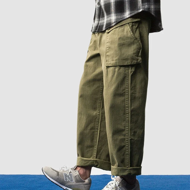 New Arrival American Casual Loose Straight Leg Pants Trendy Men's Multi Pocket Casual Cloth Trousers Men