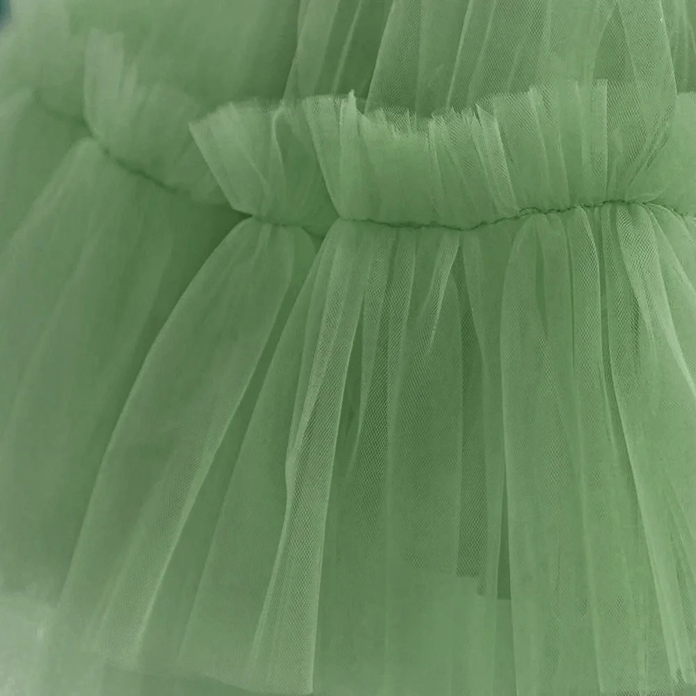 Fluffy Trailing Tulle Baby Girls Party Dresses Sequin Princess 1st Birthday Wedding Dress For Girl Elegant Bow Tutu Evening Gown