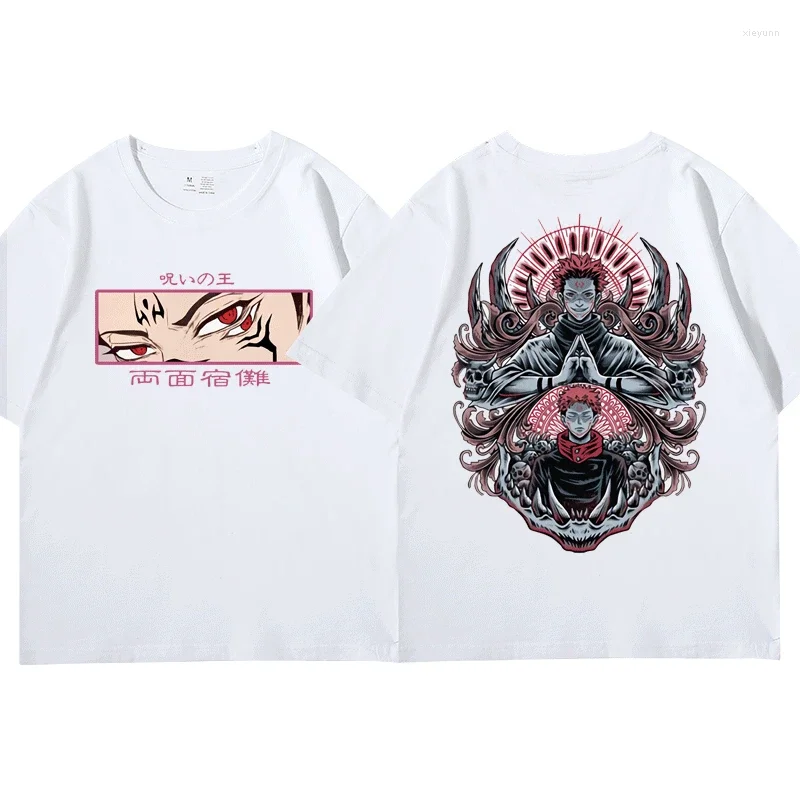 Loose Oversized 100% Cotton T Shirts Anime Jujutsu Kaisen Ryomen Sukuna T-Shirts Manga Graphic Print T-Shirt Short Sleeves Shirt