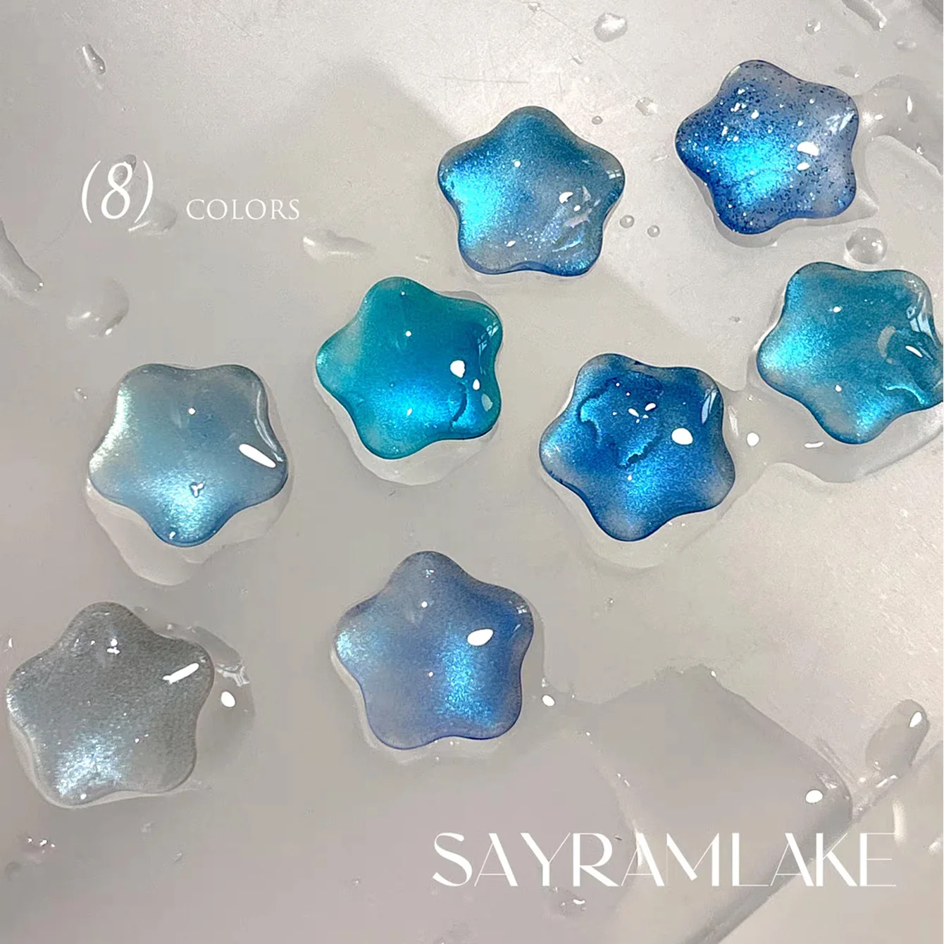 1pcs PSK Ice Transparent Bright Sairam Lake Cat Eye Gel Nail Polish Summer Popular Whitening Glacier Blue Glass Beads Nail Art