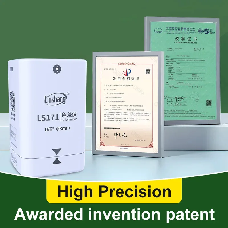 เครื่องวัดสีดิจิตอล Pantone แบบพกพา NCS RAL CMYK เครื่องวัดสีแบบแข็งแรงทนทาน D/8 สำหรับพลาสติกและสี LS171