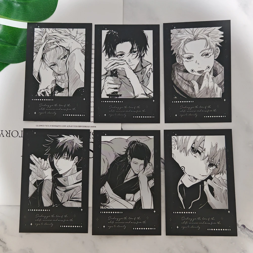 6pcs/set Anime Figure Jujutsu Kaisen Gojo Satoru Geto Suguru Fushiguro Megumi 3inch Small Card Photo Cards DIY Postcard Bookmark
