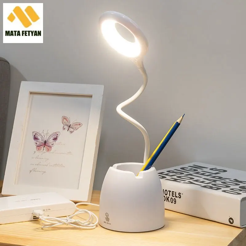 

Table Lamp LED Office Flexo Desk Lamp with Pen Holder USB Rechargeable Touch Stepless Dimming Light Eye Protection Reading Lamp