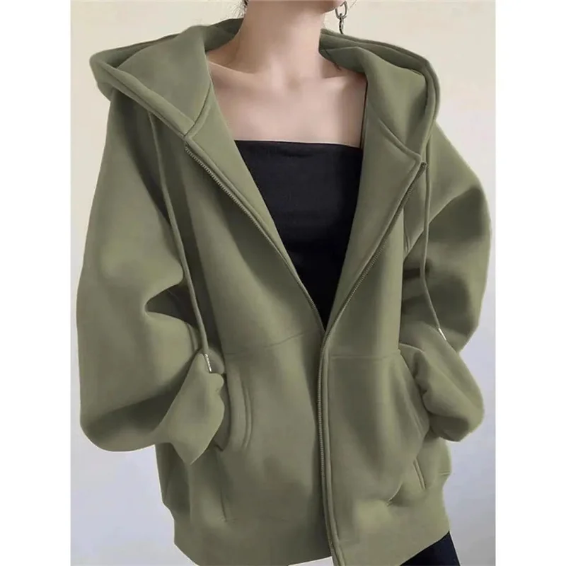 Hooded Sportshirt Jacket Women 2024 Spring Autumn New Coat Lazy Wind Zipper Outerwear Small Cardigan Overcoat Ladies Fashion Top