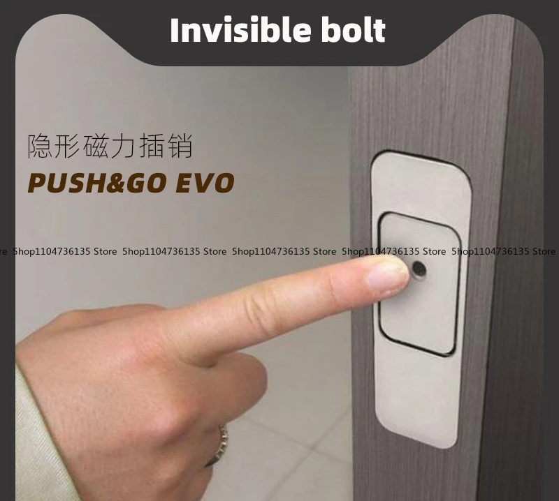 Invisible Magnetic Automatic Wooden Door Mother and Child Door Dark Latch Bolt, One Click To Open Folding Door Latch Lock