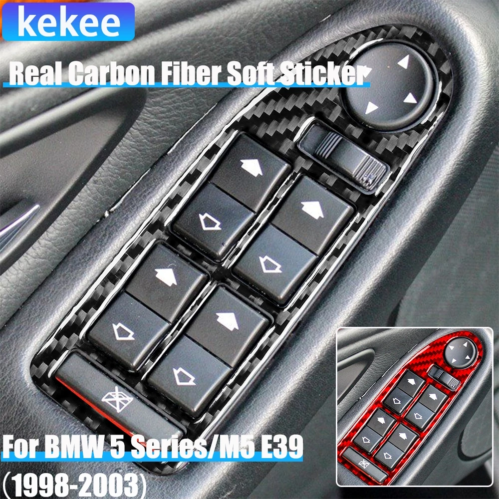 

Настоящее углеродное волокно, автомобильные аксессуары, крышка управления подъемом окна, мягкая наклейка для BMW 5 серии/M5 E39 1998 1999 2000 2001 2002 2003